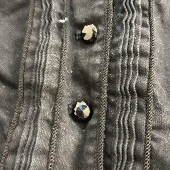 Ralph Lauren black denim woman's jacket w velvet at the collar/sparkly buttons - Picture 3 of 16